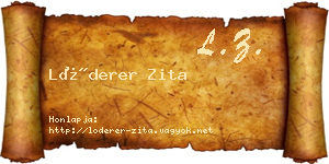 Lóderer Zita névjegykártya